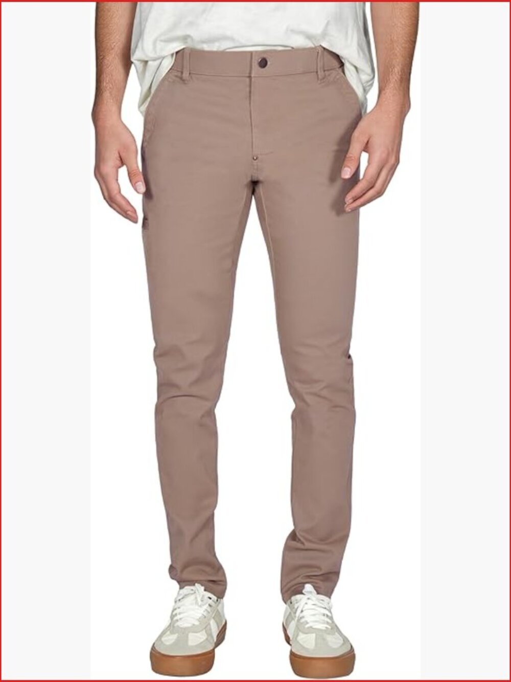 Men's Skinny Fit Chino Pants, Slim Tapered Khaki Pants with Pockets